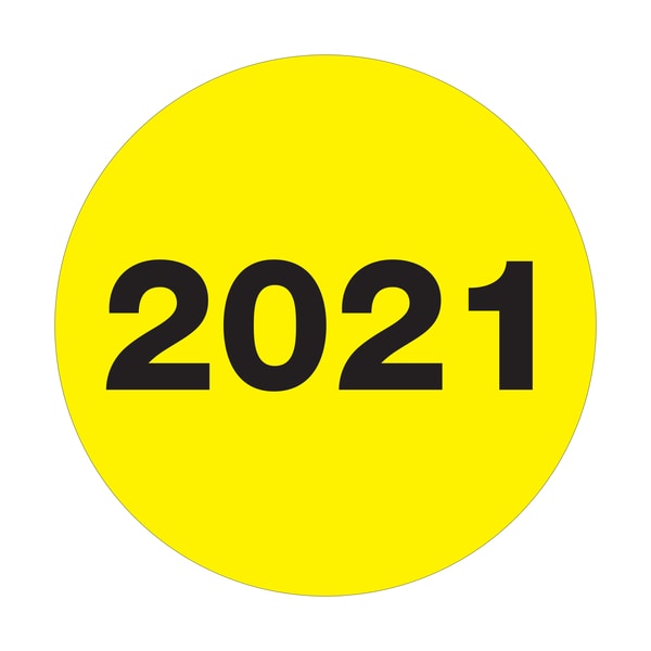 Circle Inventory Labels, 3", Fluorescent Yellow, 1 Roll (500/Roll)